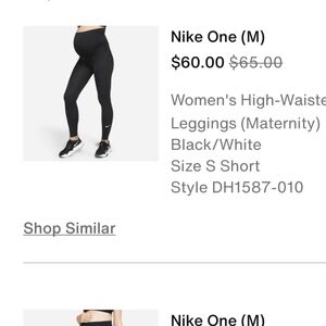 Nike One Black/White Maternity Leggings